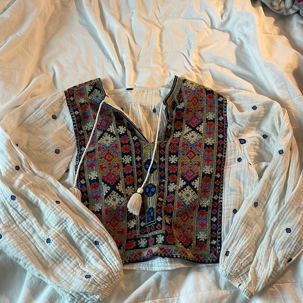 Free People Embroidered Blouse